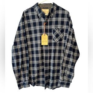 Weatherproof Vintage Men’s lightweight Flannel dark navy blue white button down